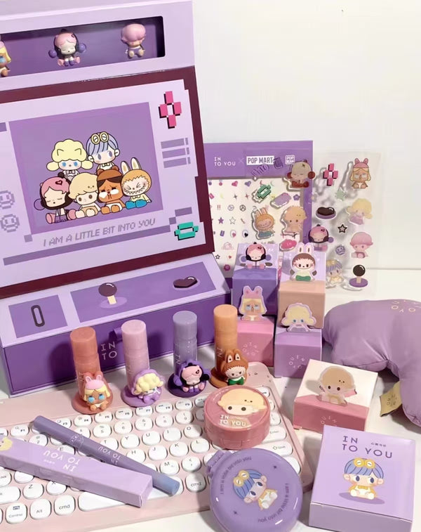 intoyou Pop Mart joint lip mud gift box matte trolley suitcase set